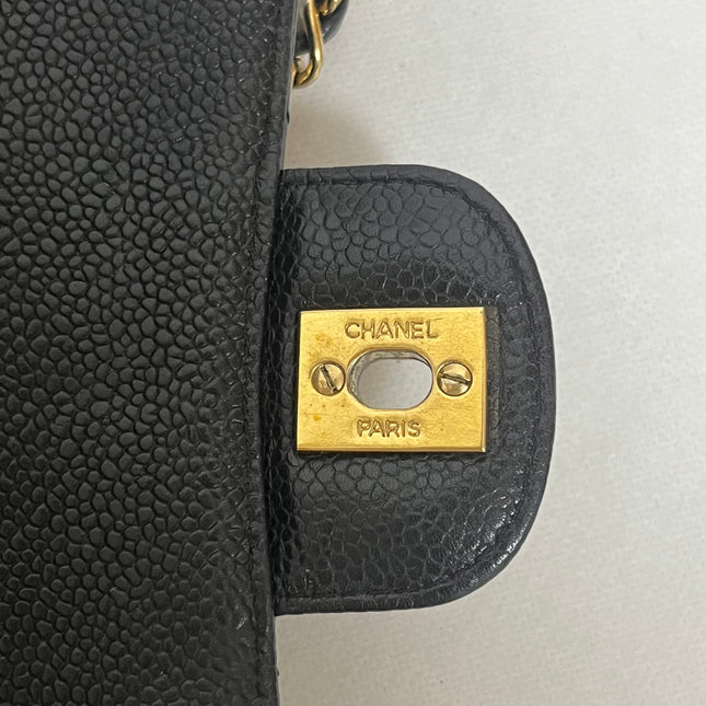 Chanel Classic Flap Medium Black Caviar Leather with 24k Gold Hardware, 2008