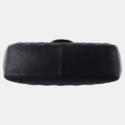 Sold Chanel Classic Flap Jumbo 2010 Black Caviar Leather Double Flap with Silver Hardware