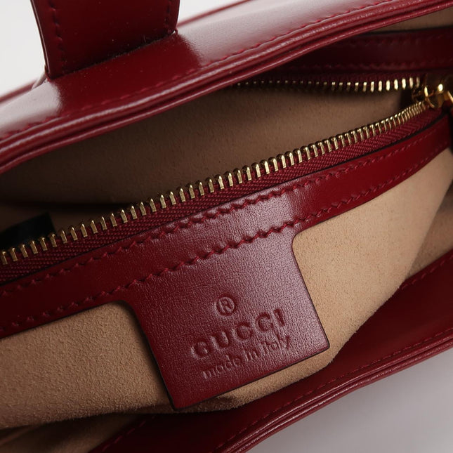 Gucci Jackie 1961 Red Burgundy Leather Bag Small with Adjustable Strap Gold Piston Lock