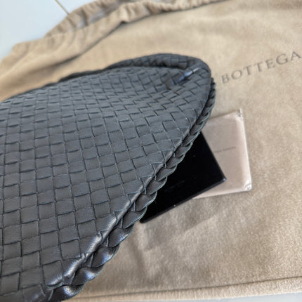 Bottega Veneta Intrecciato Hobo Bag Medium Black Leather 47cm NEVER WORN