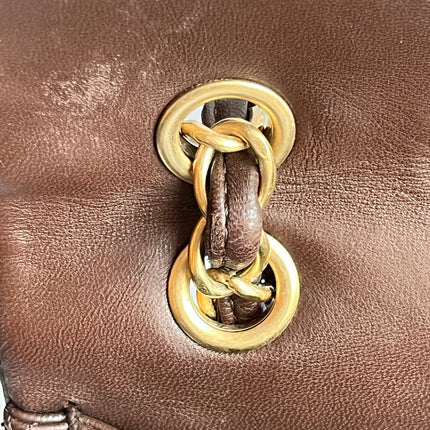 Chanel Classic Flap Maxi Chocolate Brown Lambskin Leather Single Flap Gold Hardware