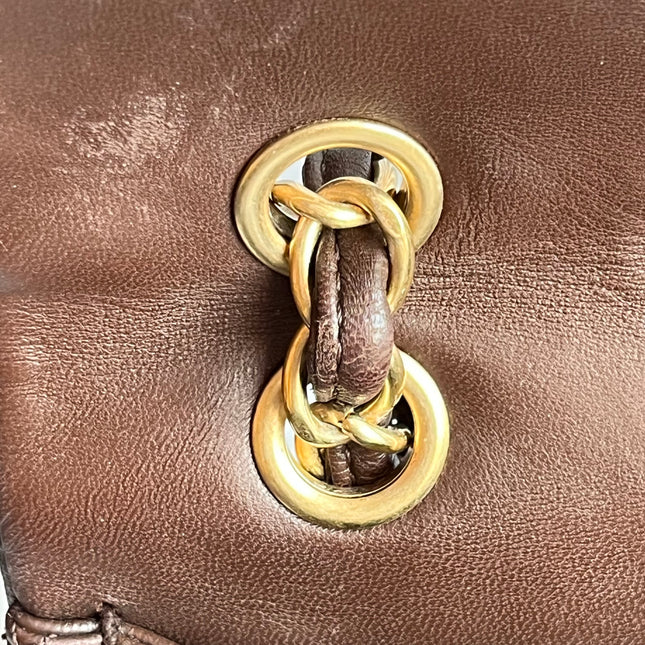 Chanel Classic Flap Maxi Chocolate Brown Lambskin Leather Single Flap Gold Hardware