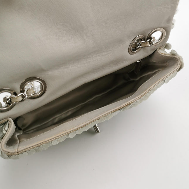 Chanel Paillette Flap Bag Rectangular Mini Glitter Sequins Silver