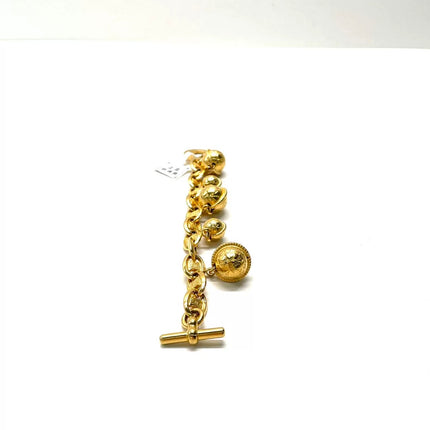 Celine 1990s Vintage Gold-tone Triomphe Planet Link Charm Bracelet