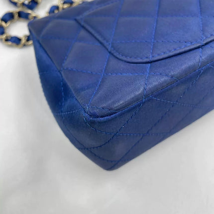 Chanel Classic Flap Mini 2013 Blue Silk Satin Gold Hardware