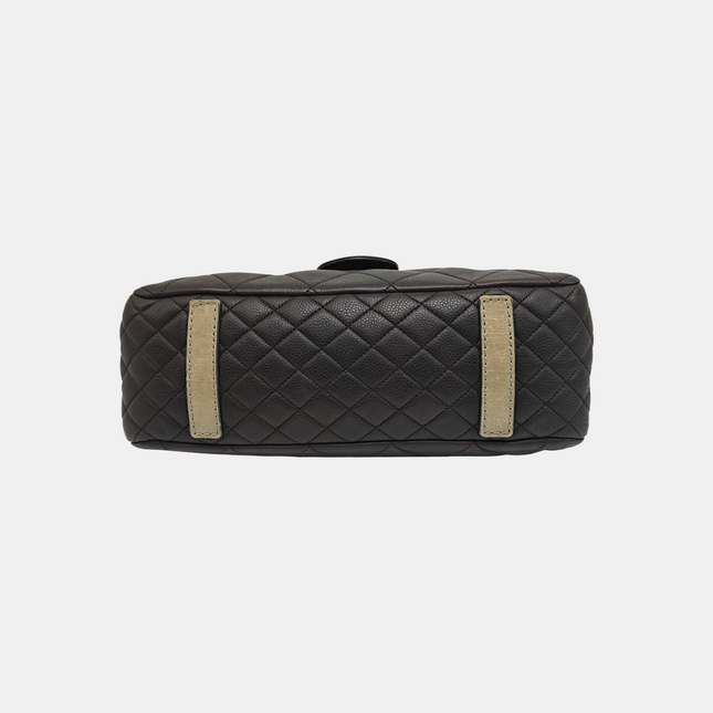 Chanel Coco Casual Flap Bag Quilted Caviar Large Brown Leather