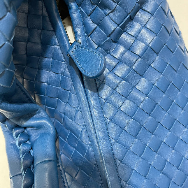 Sold Bottega Veneta Veneta Hobo Medium Blue Intrecciato Leather Bag 47cm