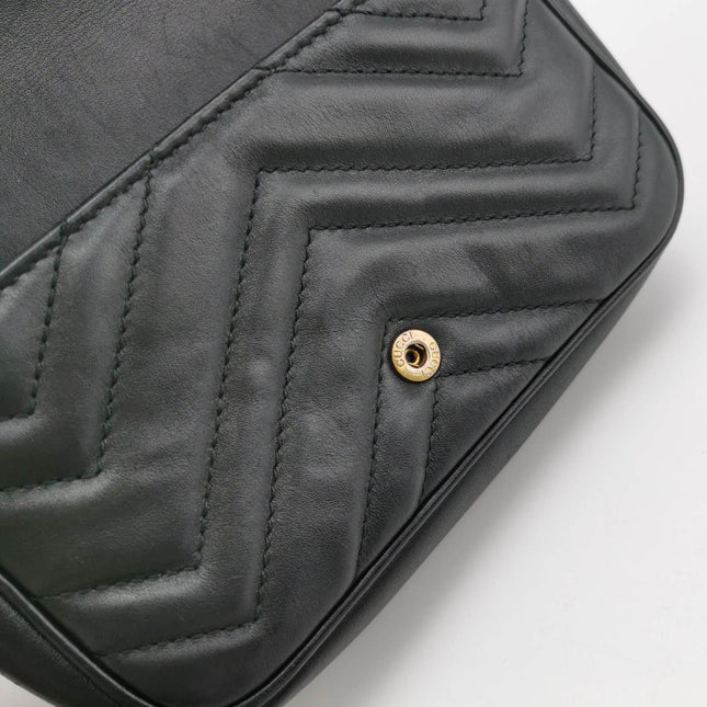 Sold Gucci Marmont Super Mini Flap Leather Bag Black Leather