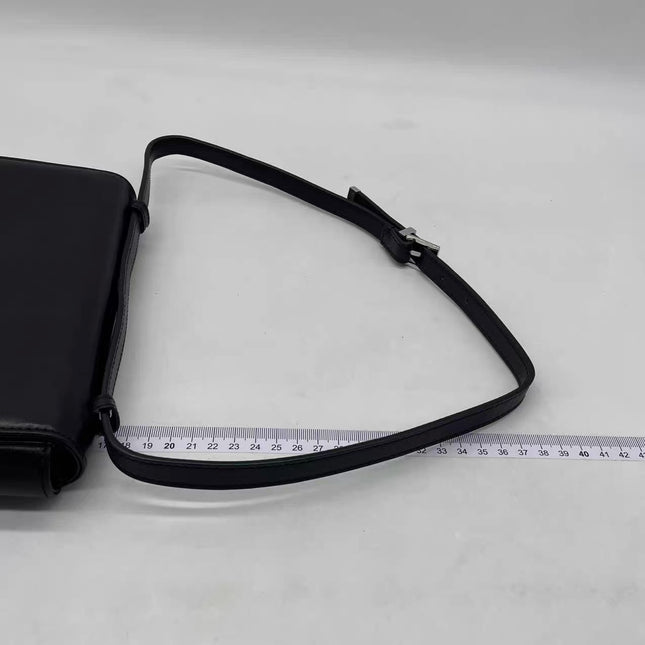 Gucci Vintage Black Leather Shoulder Bag Jumbo Square G Logo