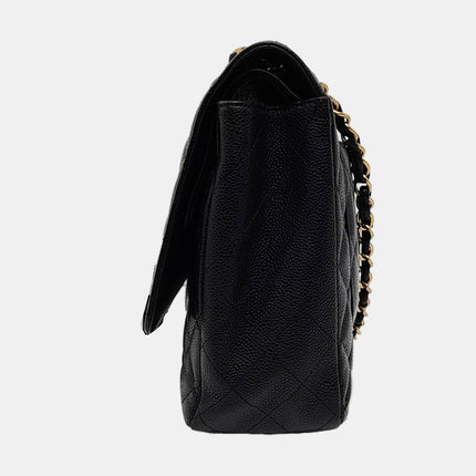 Chanel Classic Flap Maxi 2011 Black Caviar Leather Double Flap with Gold Hardware