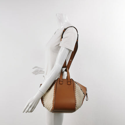 Loewe Hammock Small Brown Leather Knit Top Handle Crossbody Bag