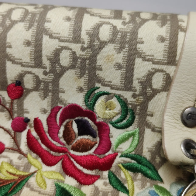Dior Vintage Embroidered Diorissimo Bowler Bag Top White Monogram