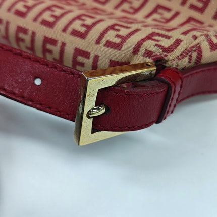Fendi Mamma Baguette Red Classic Zucchino Monogram Shoulder Bag