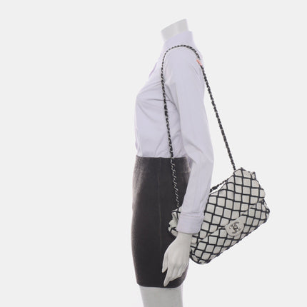 Chanel Lambskin Jumbo Canebiers Net Knots Flap White, 2011