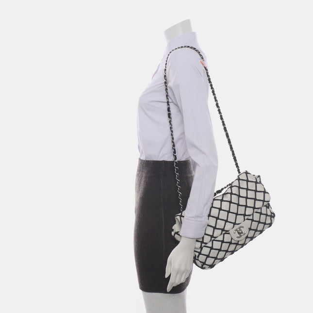 Chanel Lambskin Jumbo Canebiers Net Knots Flap White, 2011