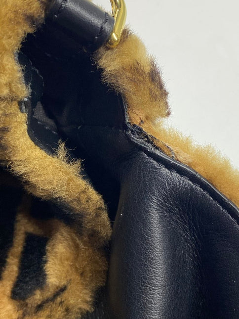 Fendi Baguette Large Shearling Vitello Dolce Marco FF 1974 Tobacco Black Brown Zucca
