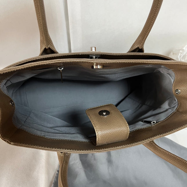 Chanel Cerf Executive Tall Brown Leather Handbag 30cm