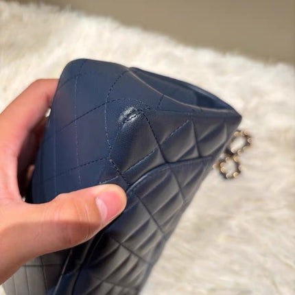Chanel Classic Flap Rectangular Mini Navy Lambskin Gold Hardware 2016-17