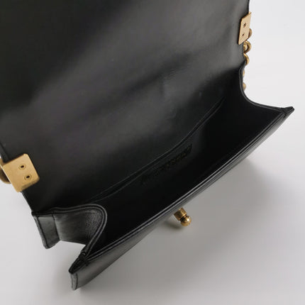 Chanel Le Boy Small Black Lambskin Leather Antiqued Gold Hardware