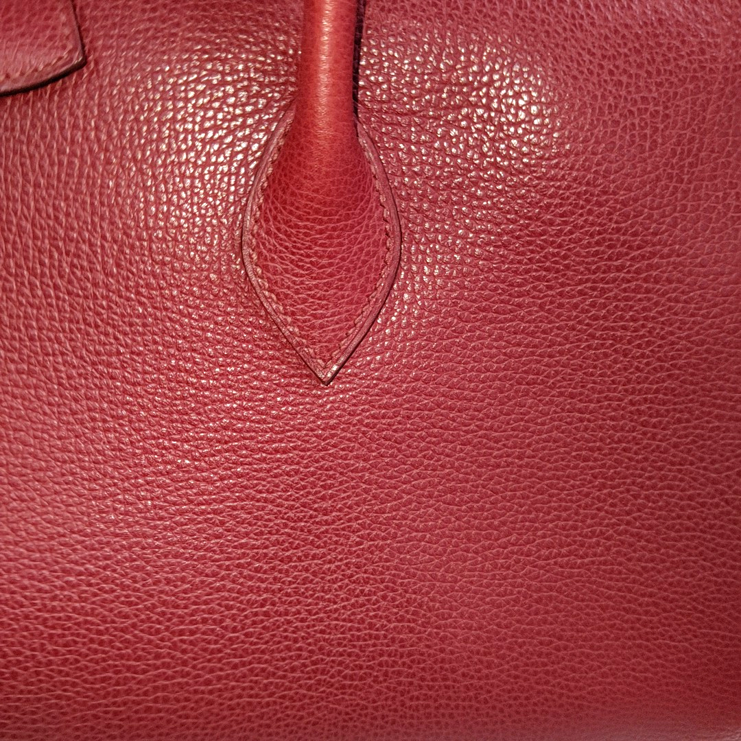 Hermes Paris Bombay 40 Red Clemence Calfskin Leather 2007