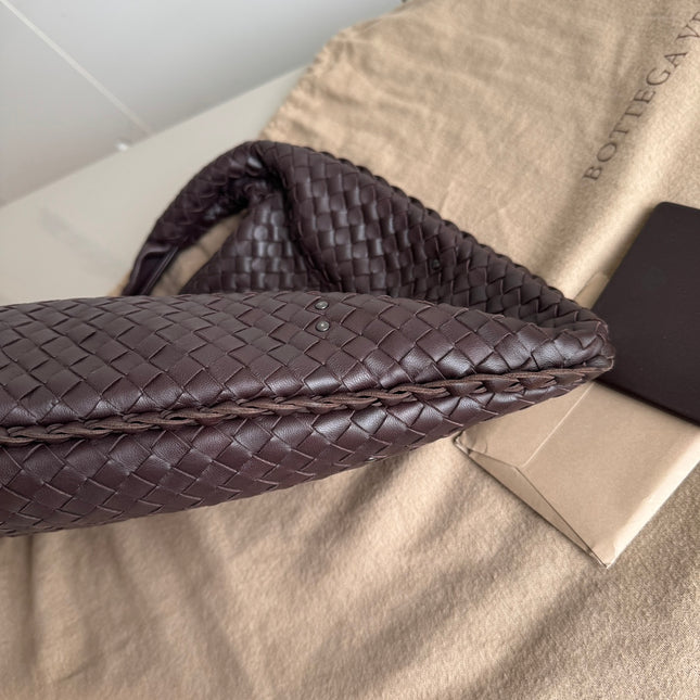 Sold Bottega Veneta Hobo Bag Large Dark Chocolate Brown Lambskin with Studs 47cm