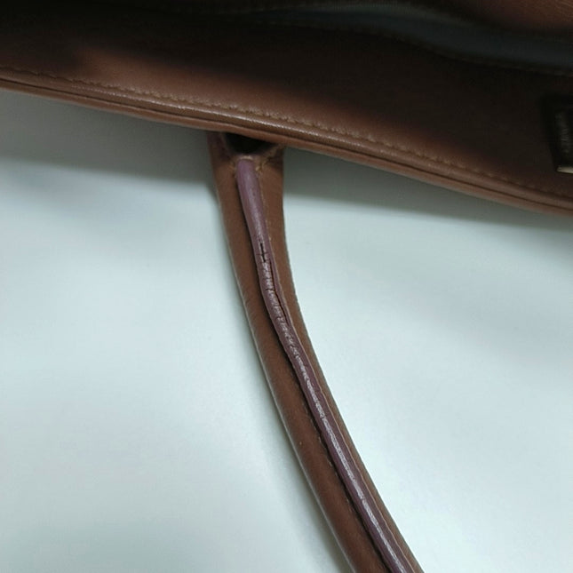 Chanel Cerf Executive Latte Dusty Pink Caviar Leather Handbag Silver Hardware With Strap