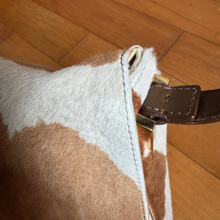 Fendi Mamma Baguette Large Pony hair in Cow Print Natural Color