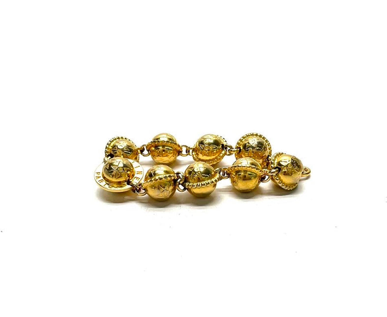 Celine 1990s Gold-tone Triomphe Planet Link Charm Bracelet