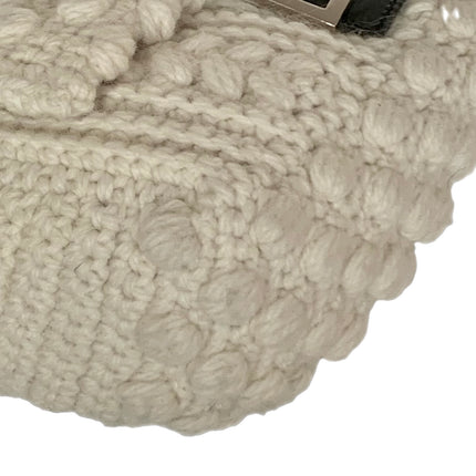 Sold Fendi Mamma Baguette White Wool Pom pom