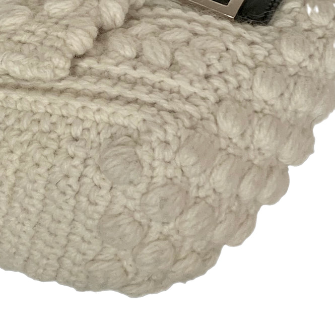 Sold Fendi Mamma Baguette White Wool Pom pom
