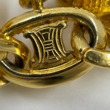 Celine 1990s Gold-tone Triomphe Planet Link Charm Bracelet