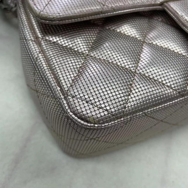 Sold Chanel Classic Flap 2016 Pink Metallic Pixel Effect Calfskin Leather Mini Crossbody Bag