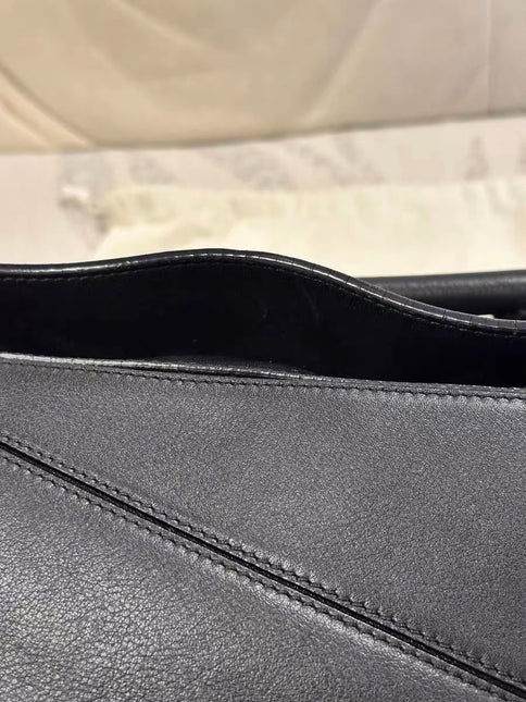 Loewe Puzzle Small Black Smooth Leather White Logo With Metal Feet 2016