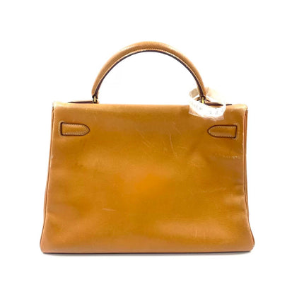 Hermes Kelly 32 Retourne 1976 Gold Box Leather Gold Hardware