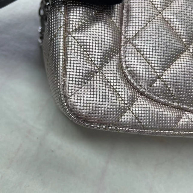 Sold Chanel Classic Flap 2016 Pink Metallic Pixel Effect Calfskin Leather Mini Crossbody Bag
