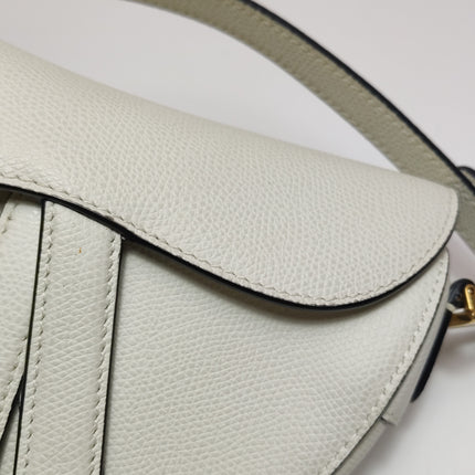 Dior Saddle bag white grain leather mini size