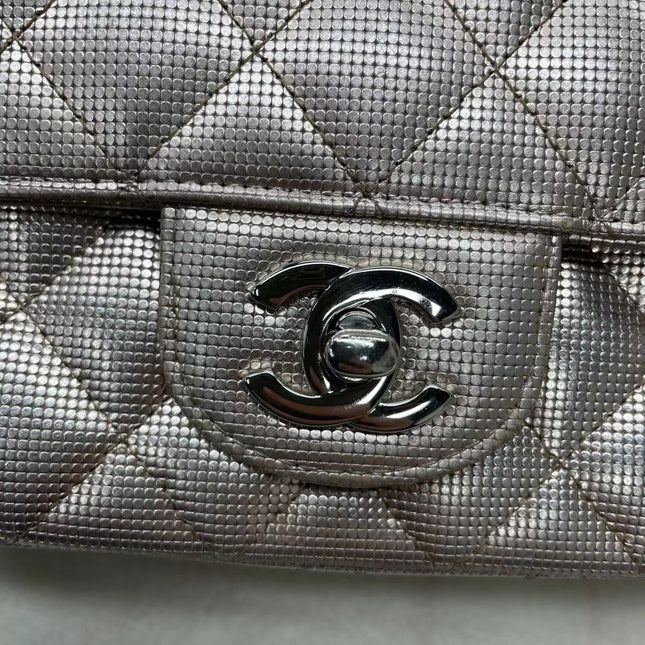 Sold Chanel Classic Flap 2016 Pink Metallic Pixel Effect Calfskin Leather Mini Crossbody Bag