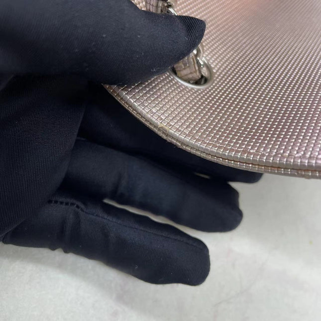 Sold Chanel Classic Flap 2016 Pink Metallic Pixel Effect Calfskin Leather Mini Crossbody Bag