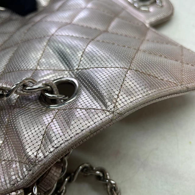 Sold Chanel Classic Flap 2016 Pink Metallic Pixel Effect Calfskin Leather Mini Crossbody Bag