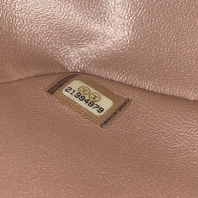 Sold Chanel Classic Flap 2016 Pink Metallic Pixel Effect Calfskin Leather Mini Crossbody Bag