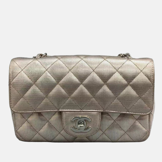 Chanel Classic Flap 2016 Pink Metallic Pixel Effect Calfskin Leather Mini Crossbody Bag-Luxbags