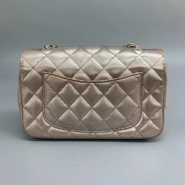 Sold Chanel Classic Flap 2016 Pink Metallic Pixel Effect Calfskin Leather Mini Crossbody Bag