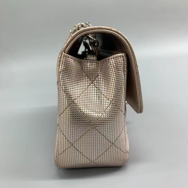 Sold Chanel Classic Flap 2016 Pink Metallic Pixel Effect Calfskin Leather Mini Crossbody Bag