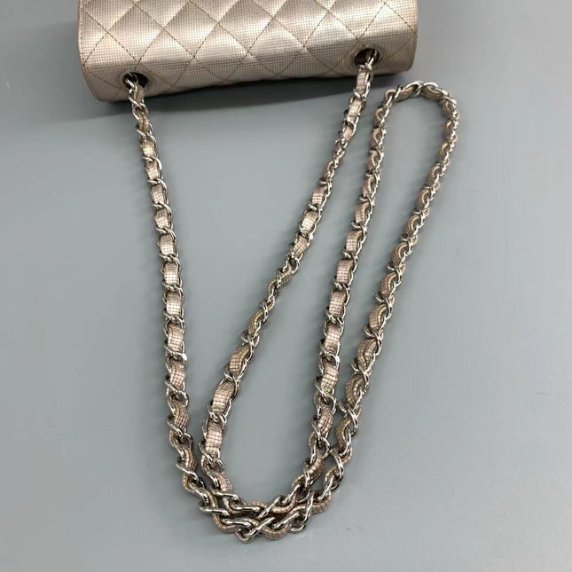 Sold Chanel Classic Flap 2016 Pink Metallic Pixel Effect Calfskin Leather Mini Crossbody Bag