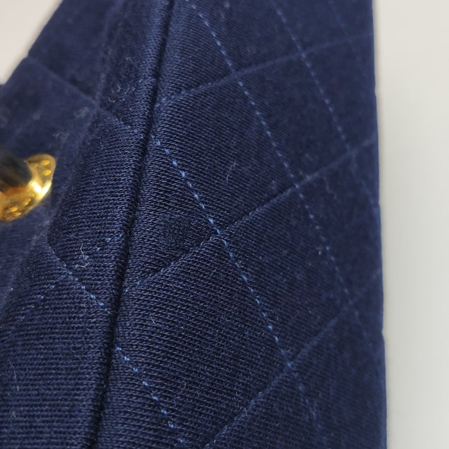 Chanel Classic Flap Small Vintage Navy Fabric 24k Gold Hardware Linked Chain Strap