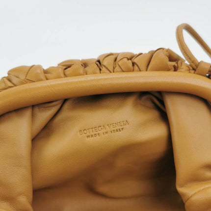 Bottega Veneta Pouch Mini Intrecciato Camel Lambskin Leather Crossbody Bag