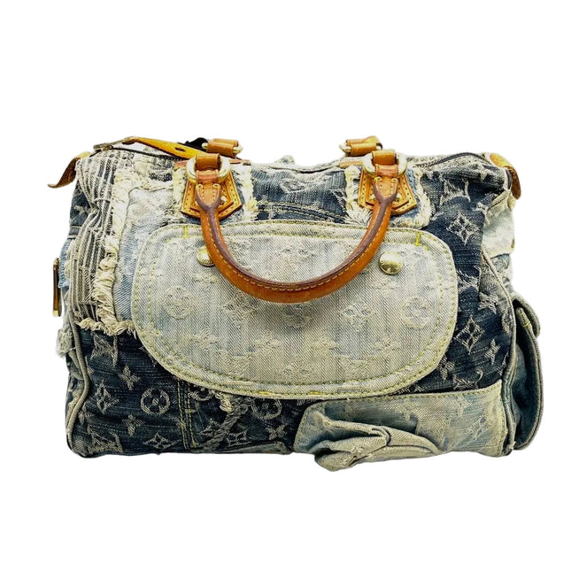 Louis Vuitton Patchwork Speedy 30 Blue Denim Handbag