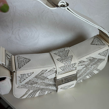 Dior Limited Edition Rare Columnbus Dior Strict Chic White Rhinestones Bag