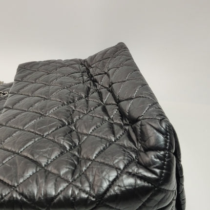 Chanel 2.55 Black Shiny Calfskin leather Tote Bag