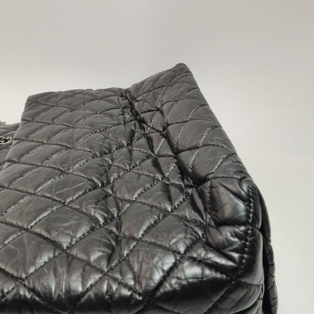 Chanel 2.55 Black Shiny Calfskin leather Tote Bag